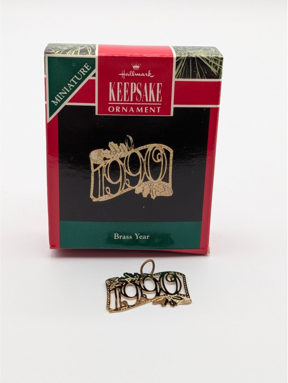 Hallmark Keepsake Brass Year Miniature Ornament 1990, New in Box